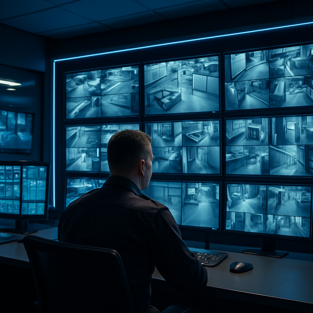 Sala de control de monitoreo de seguridad moderna